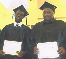 Demonte Thomas and his father, Mario, at graduation.